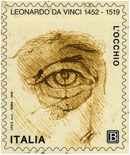 L’occhio di Leonardo è su un francobollo